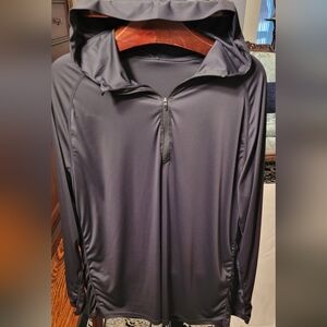 Men's Black Hooded Long Sleeve Shirt